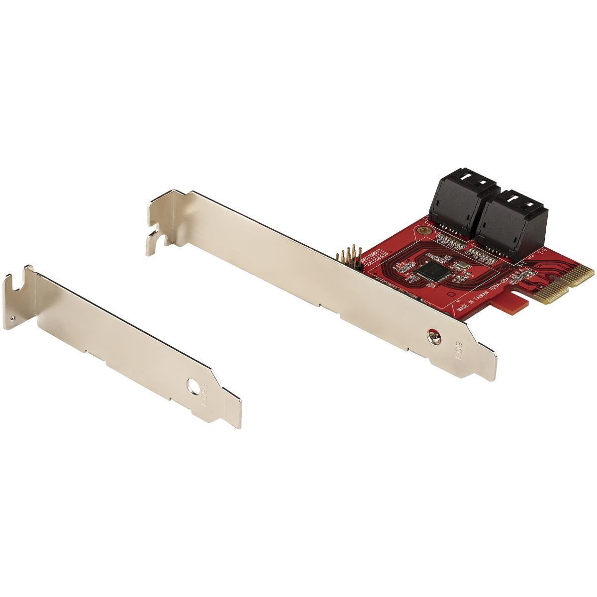 SATA Pcie Card - 4 Port Pcie SATA Expansion Card - 6gbps - Low/full Profile - Stacked SATA Connectors - Asm1164 Non-raid