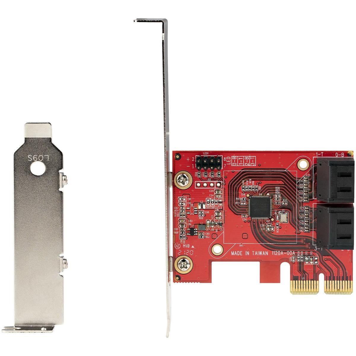 SATA Pcie Card - 4 Port Pcie SATA Expansion Card - 6gbps - Low/full Profile - Stacked SATA Connectors - Asm1164 Non-raid