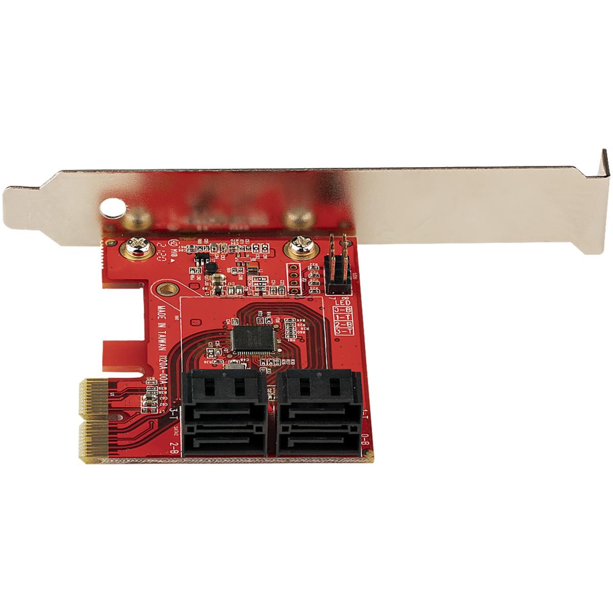 SATA Pcie Card - 4 Port Pcie SATA Expansion Card - 6gbps - Low/full Profile - Stacked SATA Connectors - Asm1164 Non-raid