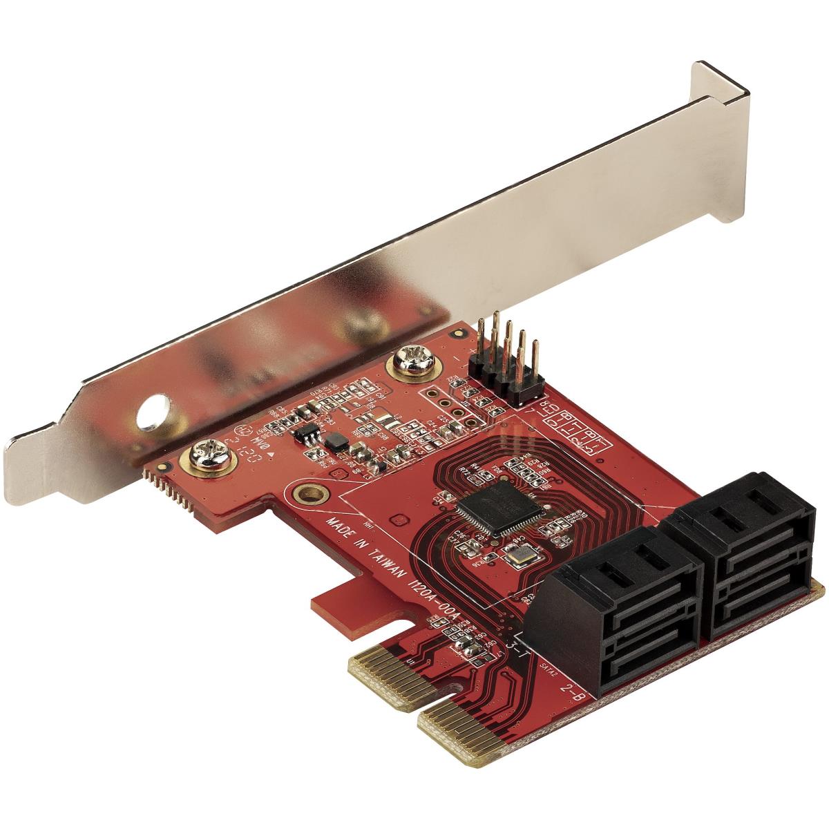 SATA Pcie Card - 4 Port Pcie SATA Expansion Card - 6gbps - Low/full Profile - Stacked SATA Connectors - Asm1164 Non-raid