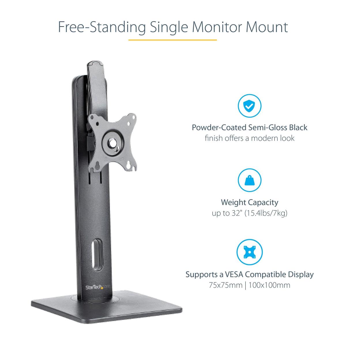 Free Standing Single Monitor Mount - Height Adjustable Monitor Stand