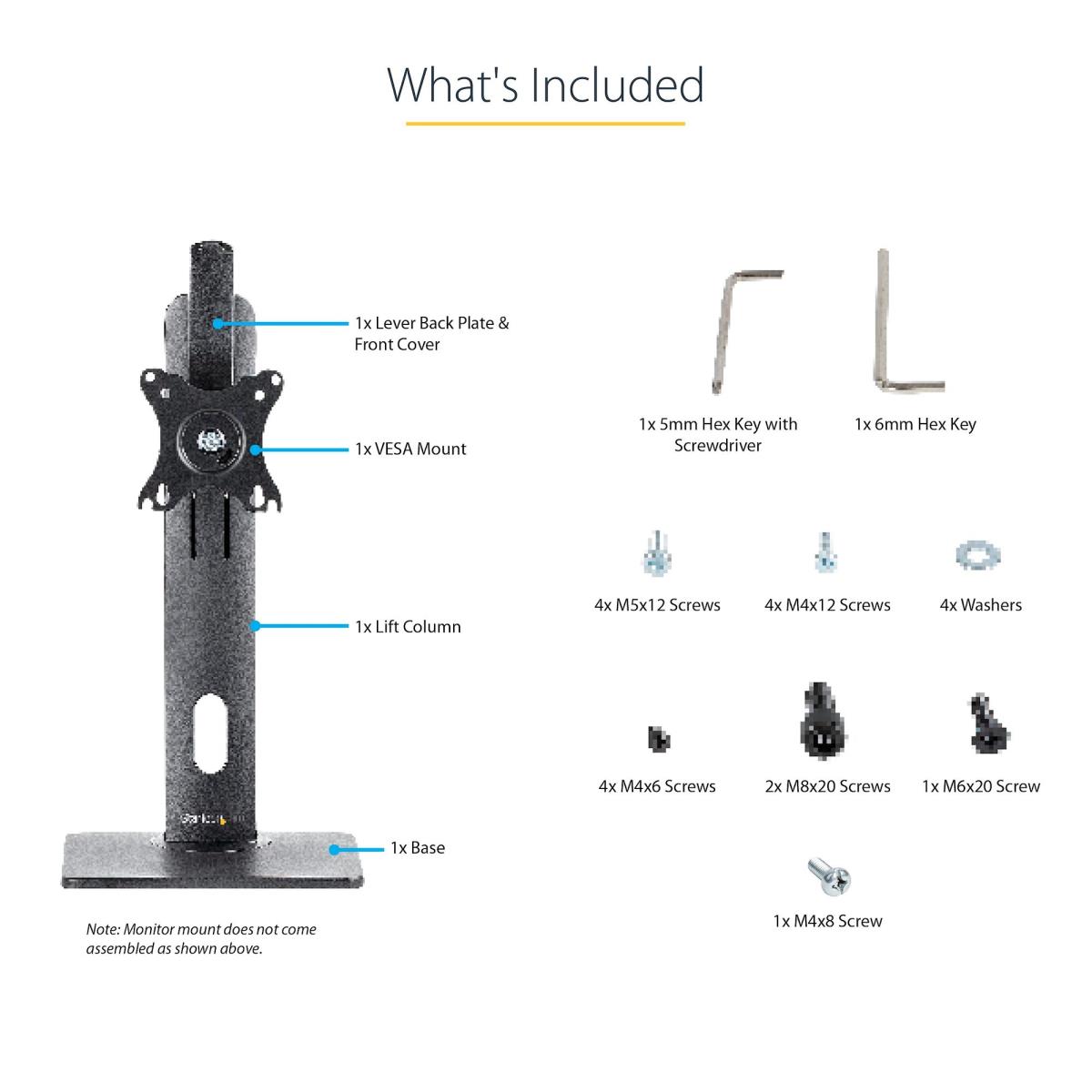 Free Standing Single Monitor Mount - Height Adjustable Monitor Stand