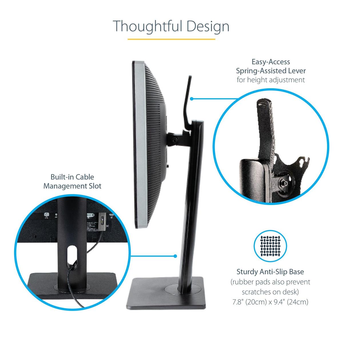 Free Standing Single Monitor Mount - Height Adjustable Monitor Stand