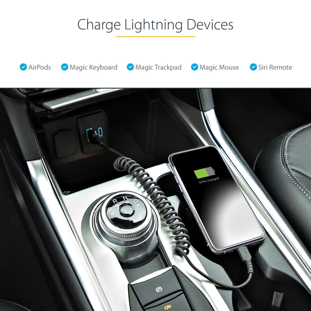 USB To Lightning Cable - Coiled Cable - 50cm Black