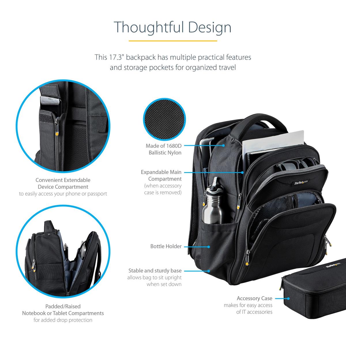 Laptop Backpack - 17.3in - With Removable Accessory Organizer Case