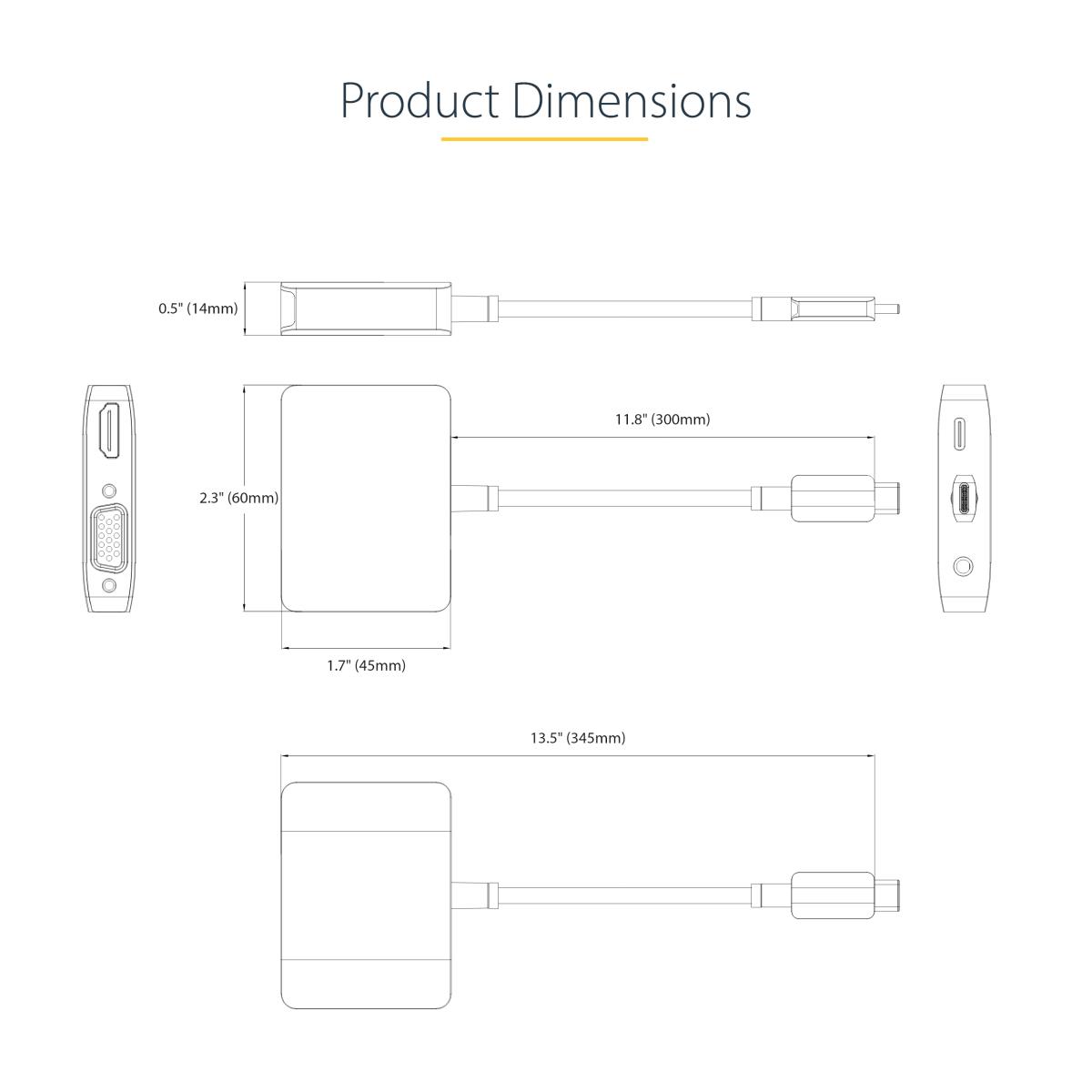 USB C Video Adapter - USB C To Hdmi Vga Multiport Adapter 3.5mm