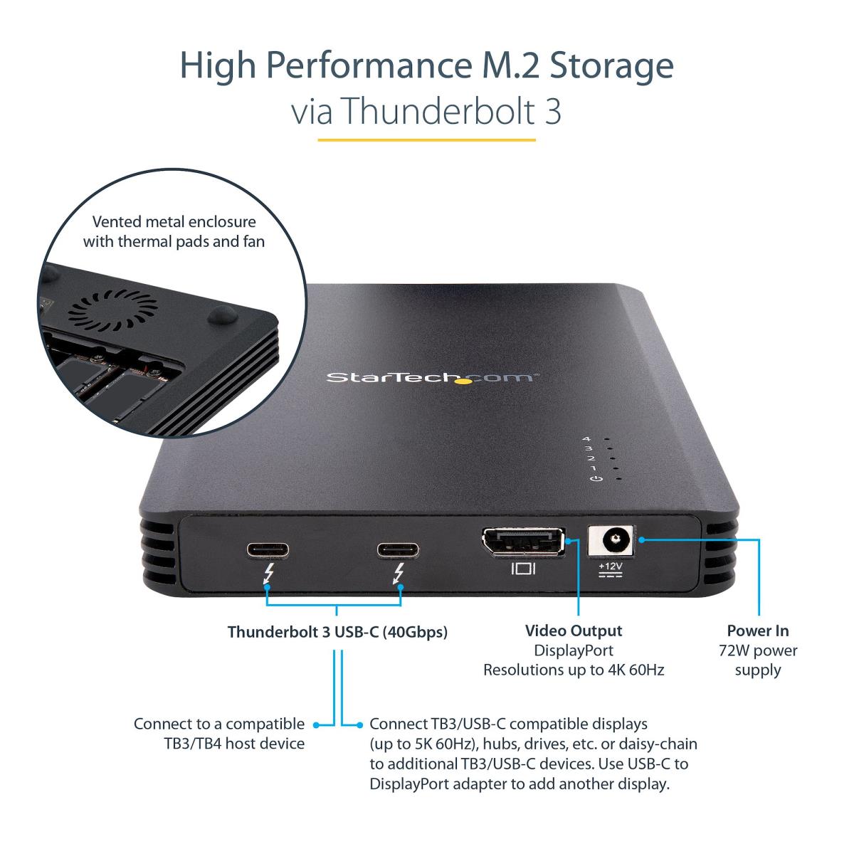 Thunderbolt 3 - 4 Bay Nvme Enclosure M.2 Nvme 40gbps