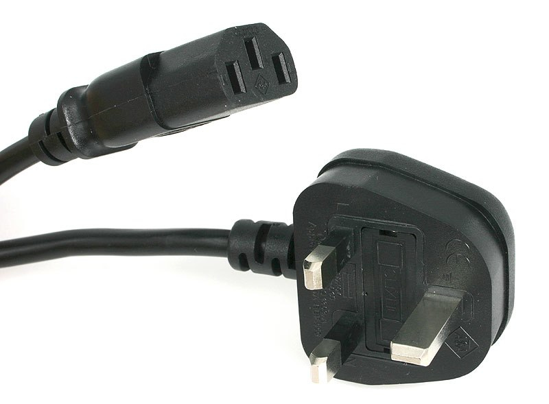 Uk Computer Power Cable - Bs 1363 To C13 18awg 1m