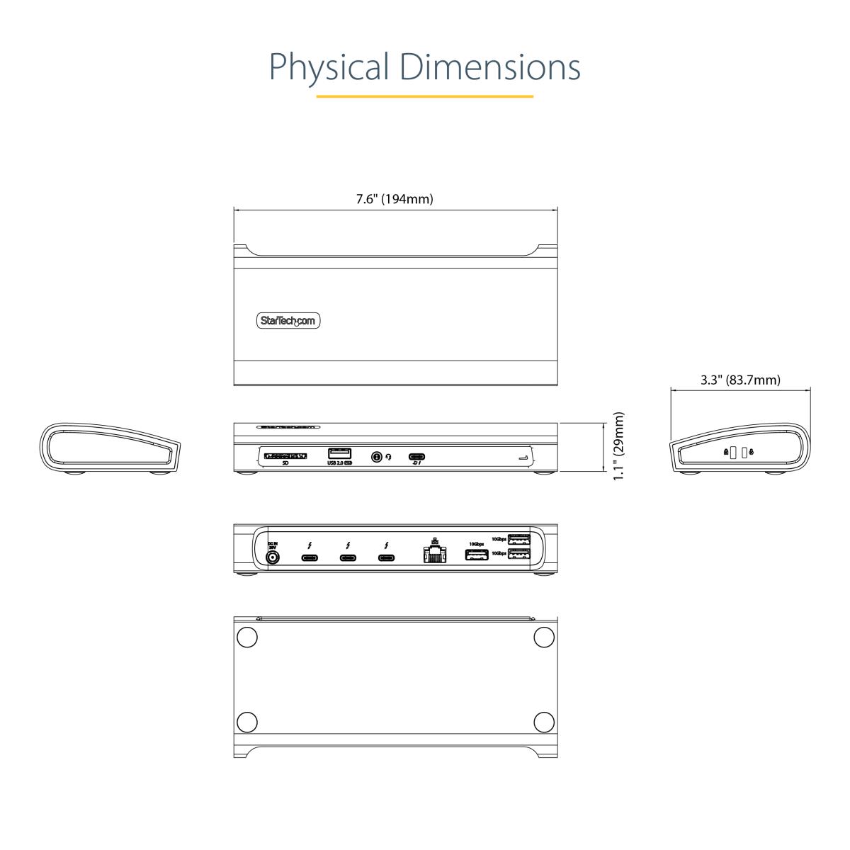 Thunderbolt 4 Dock 96w Dual 4k 60hz Or 1x8k 3xtb4 4xUSB-a