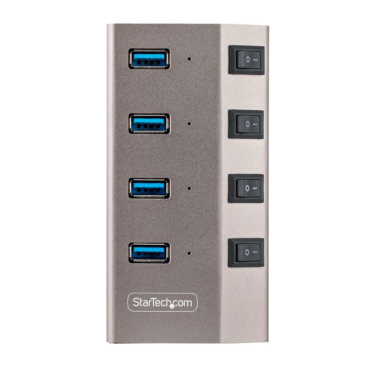 Self-powered USB-c Hub 4-port With Individual On/off Switches, USB 3.0 5gbps Expansion Hub W/power Supply