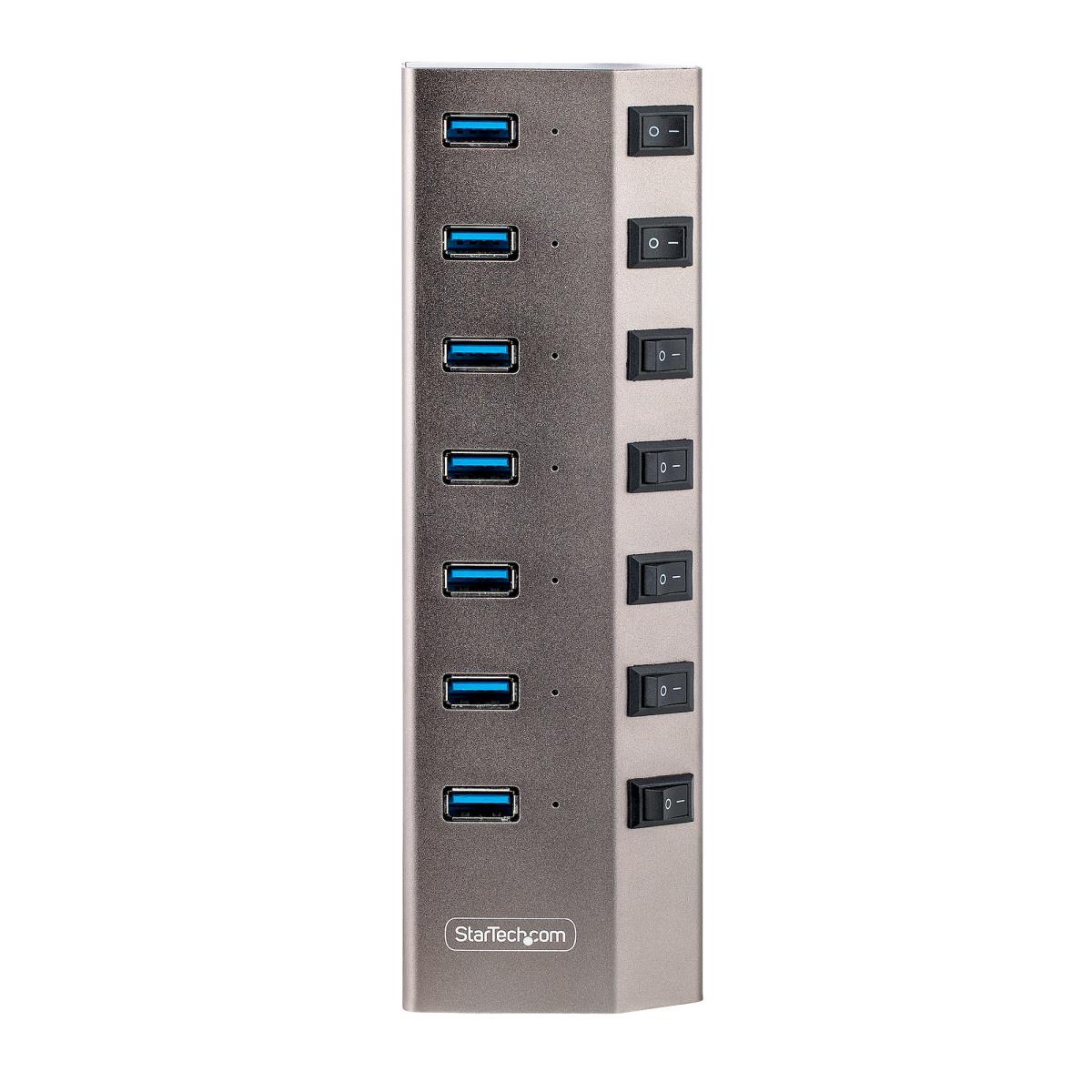 USB-c Hub - 7-port Self-powered With Individual On/off Switches, USB 3.0 5gbps Expansion Hub W/power Supply