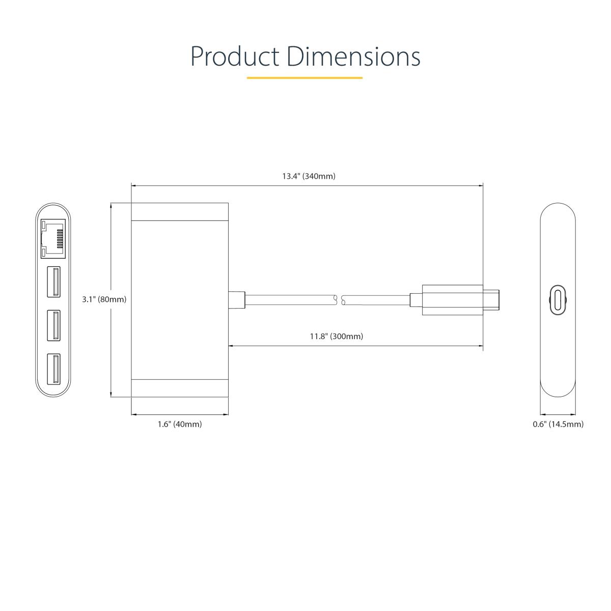 Hub Plus 3-port USB 3.0 Gigabit Ethernet - USB-c - White Bus-powered