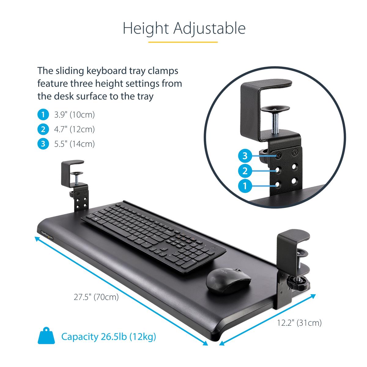 Under-desk Keyboard Tray - Three Height Options - Up To 26.