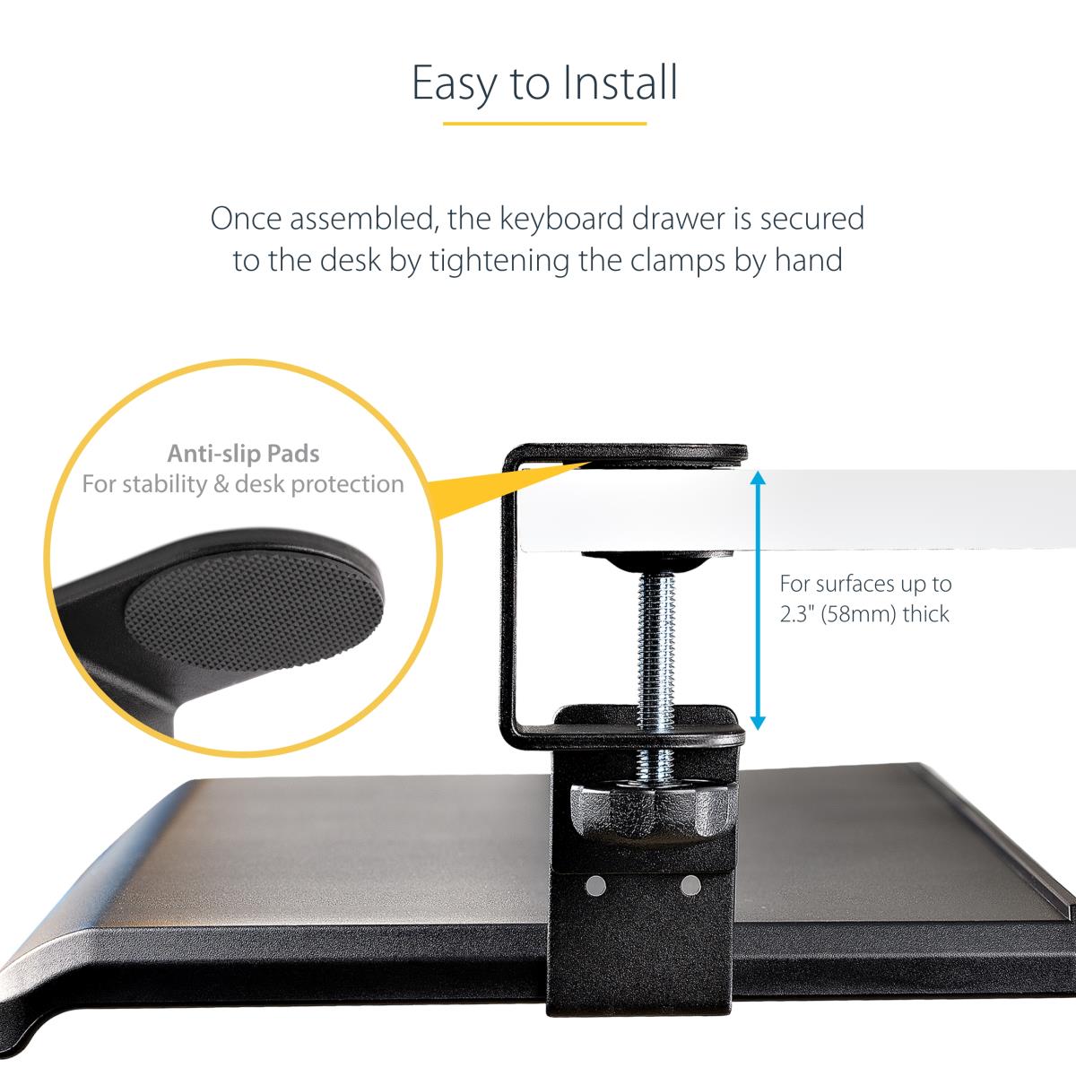 Under-desk Keyboard Tray - Three Height Options - Up To 26.
