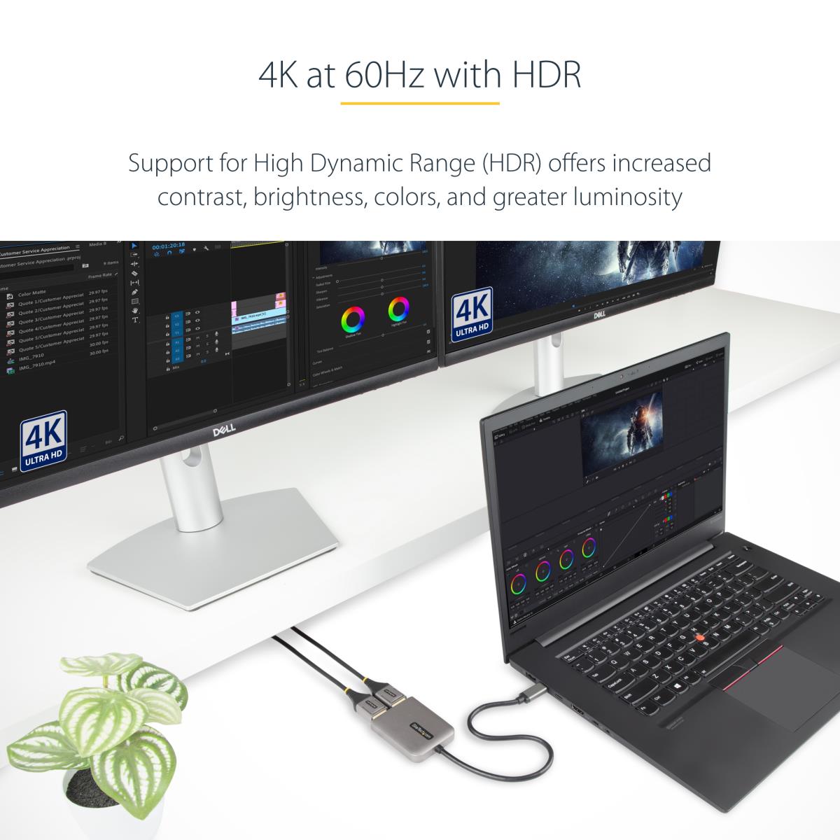 USB-c Mst Hub - 2-port 4k60hz - Dual-monitor Adapter Windows