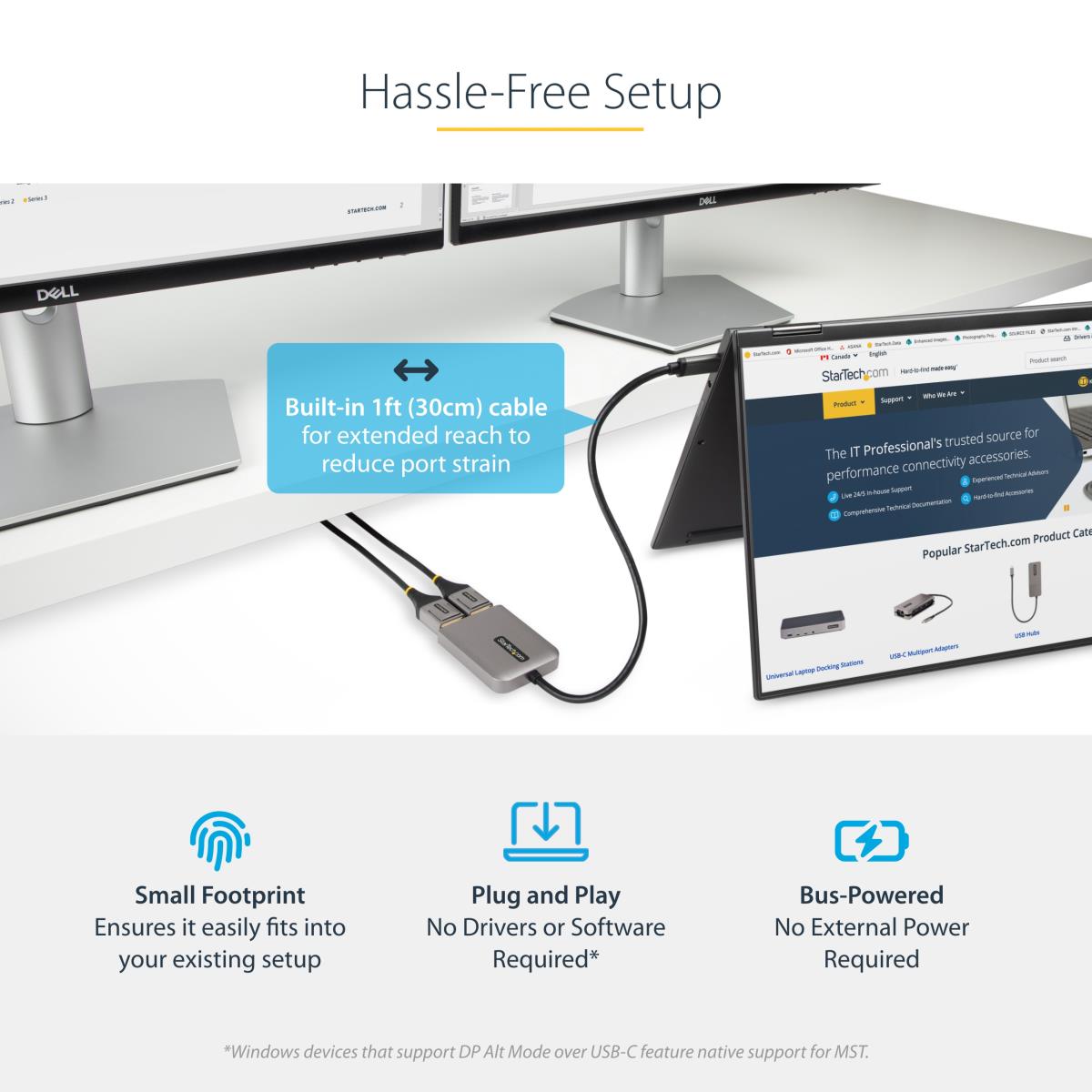 USB-c Mst Hub - 2-port 4k60hz - Dual-monitor Adapter Windows