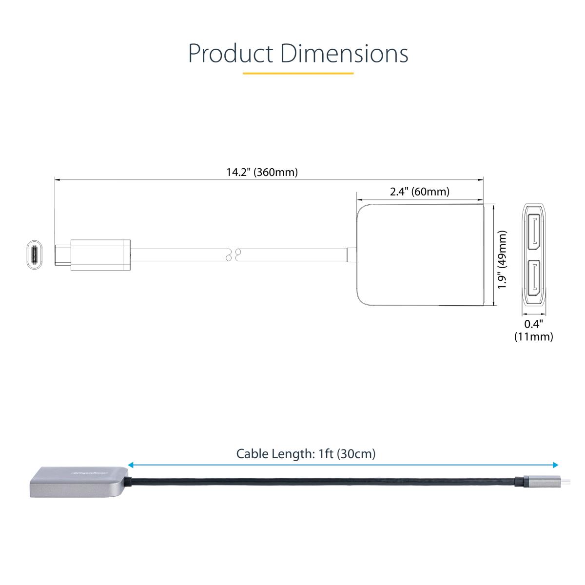 USB-c Mst Hub - 2-port 4k60hz - Dual-monitor Adapter Windows