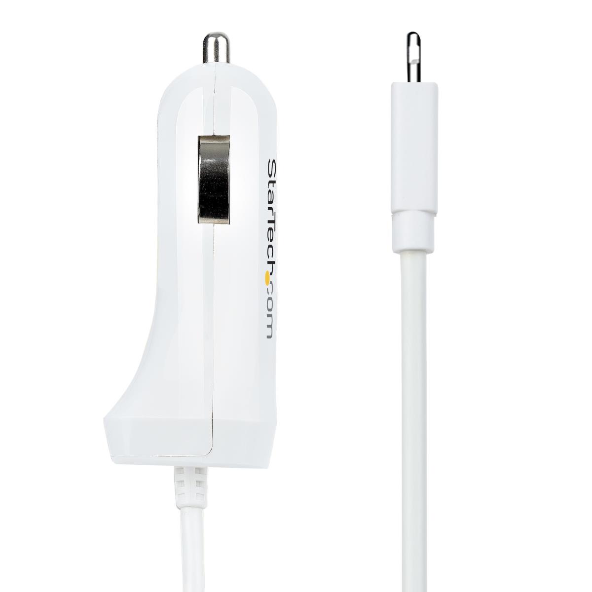 Lightning Car Charger - With 1m Coiled Cable Car iPhone Charger