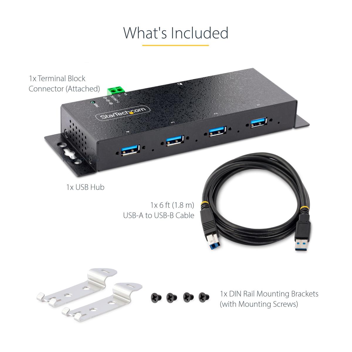 Industrial USB Hub - 4-port 5gbps USB-a Hub W/ Esd Protection