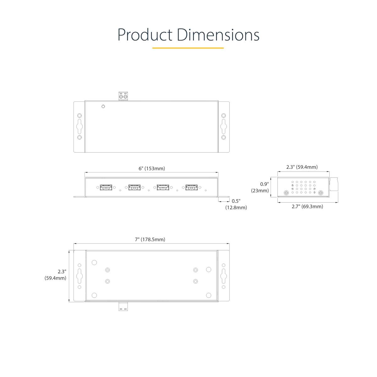 Industrial USB Hub - 4-port 5gbps USB-a Hub W/ Esd Protection