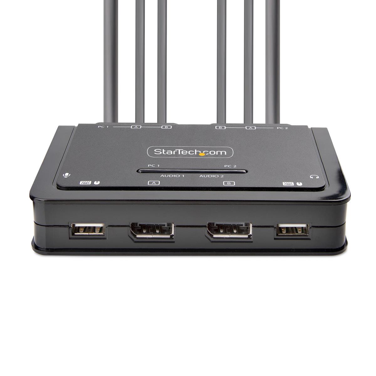 KVM Switch - 2-port Compact 4k - Dual-monitor Cable KVM Switch