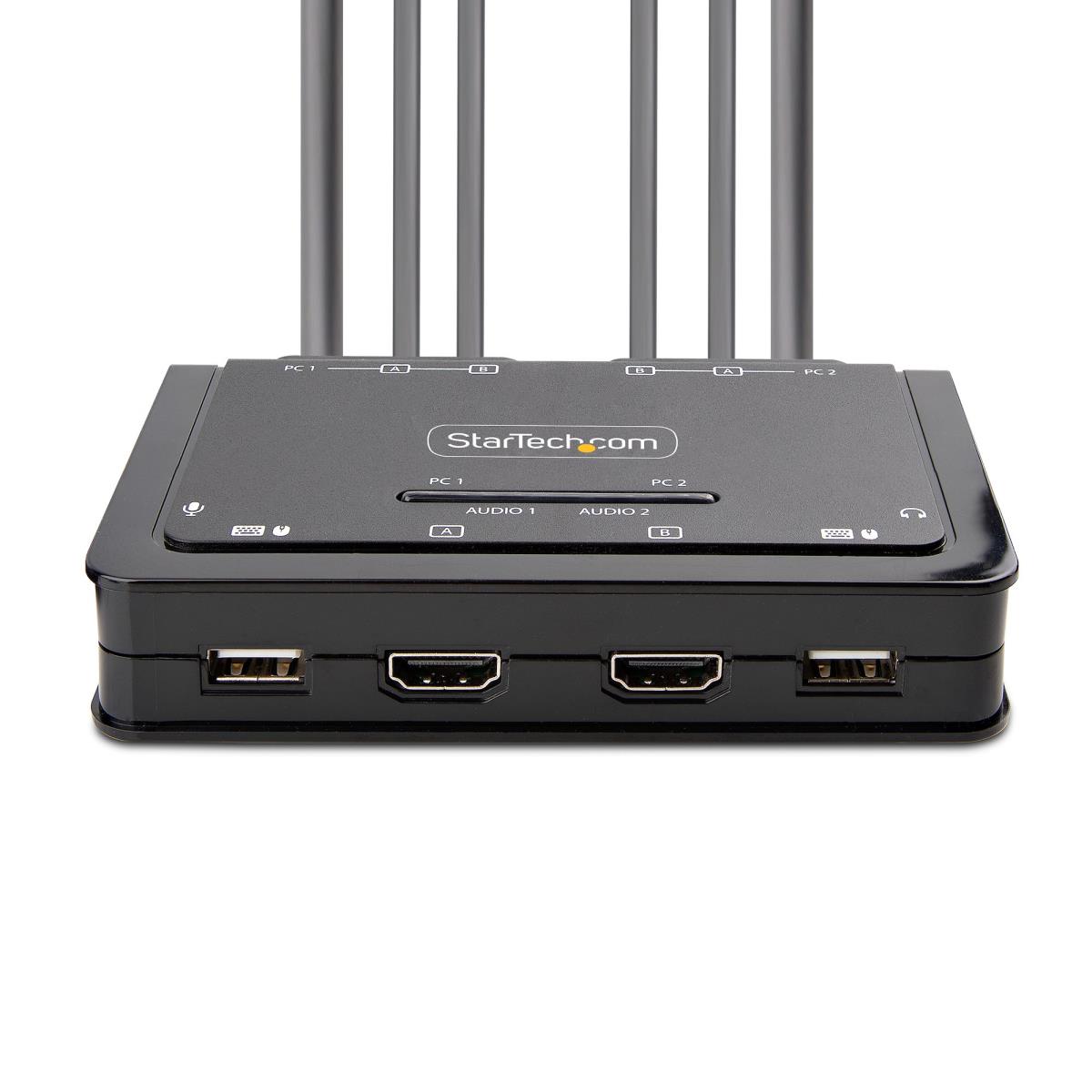 Compact 4k KVM Switch - 2-port Dual-monitor Cable KVM Switch