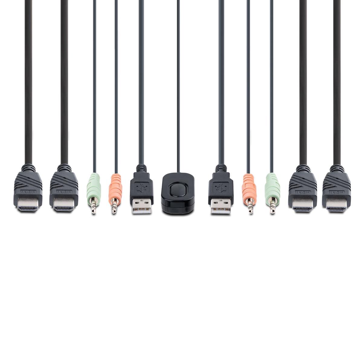 Compact 4k KVM Switch - 2-port Dual-monitor Cable KVM Switch