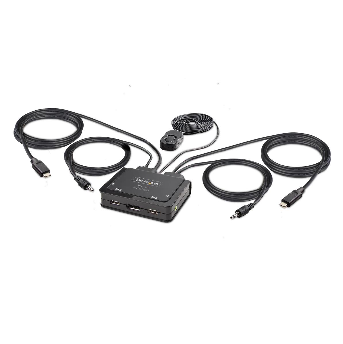 Cable KVM Switch 2-port 4k USB-c Compact KVM Bus Powered