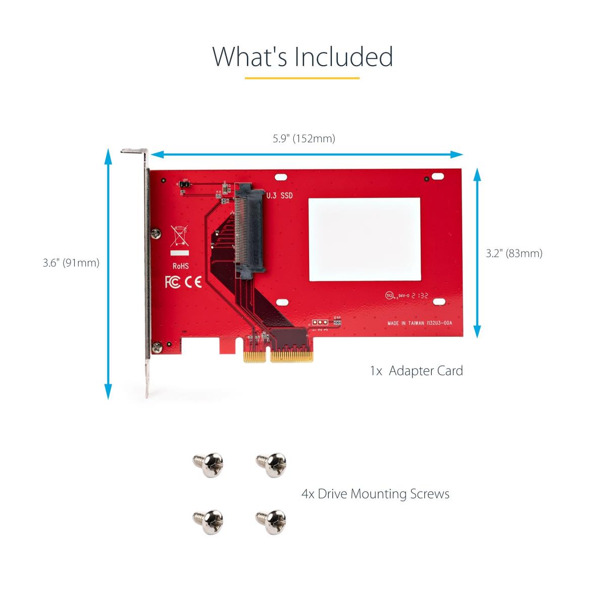 U.2 To Pci-e Adapter For 2.5in U.2 Nvme SSD - Sff-8639 - X4 Pci-e 3.0