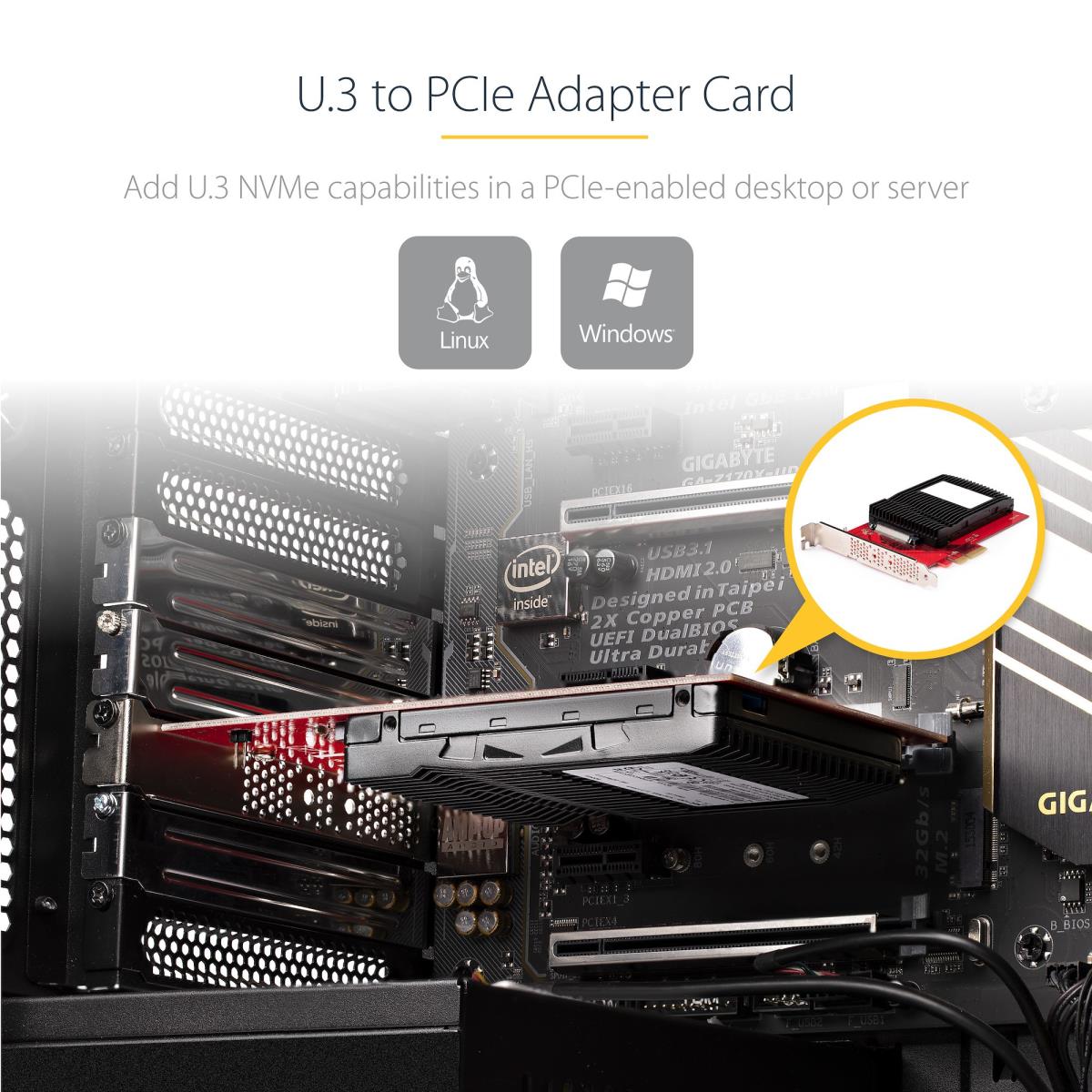 U.2 To Pci-e Adapter For 2.5in U.2 Nvme SSD - Sff-8639 - X4 Pci-e 3.0