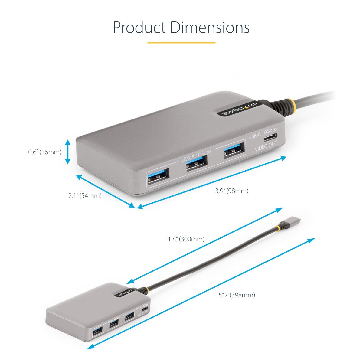 USB-c Hub 4-port W/USB-c Video 3x USB-a/1x USB-c For Laptops