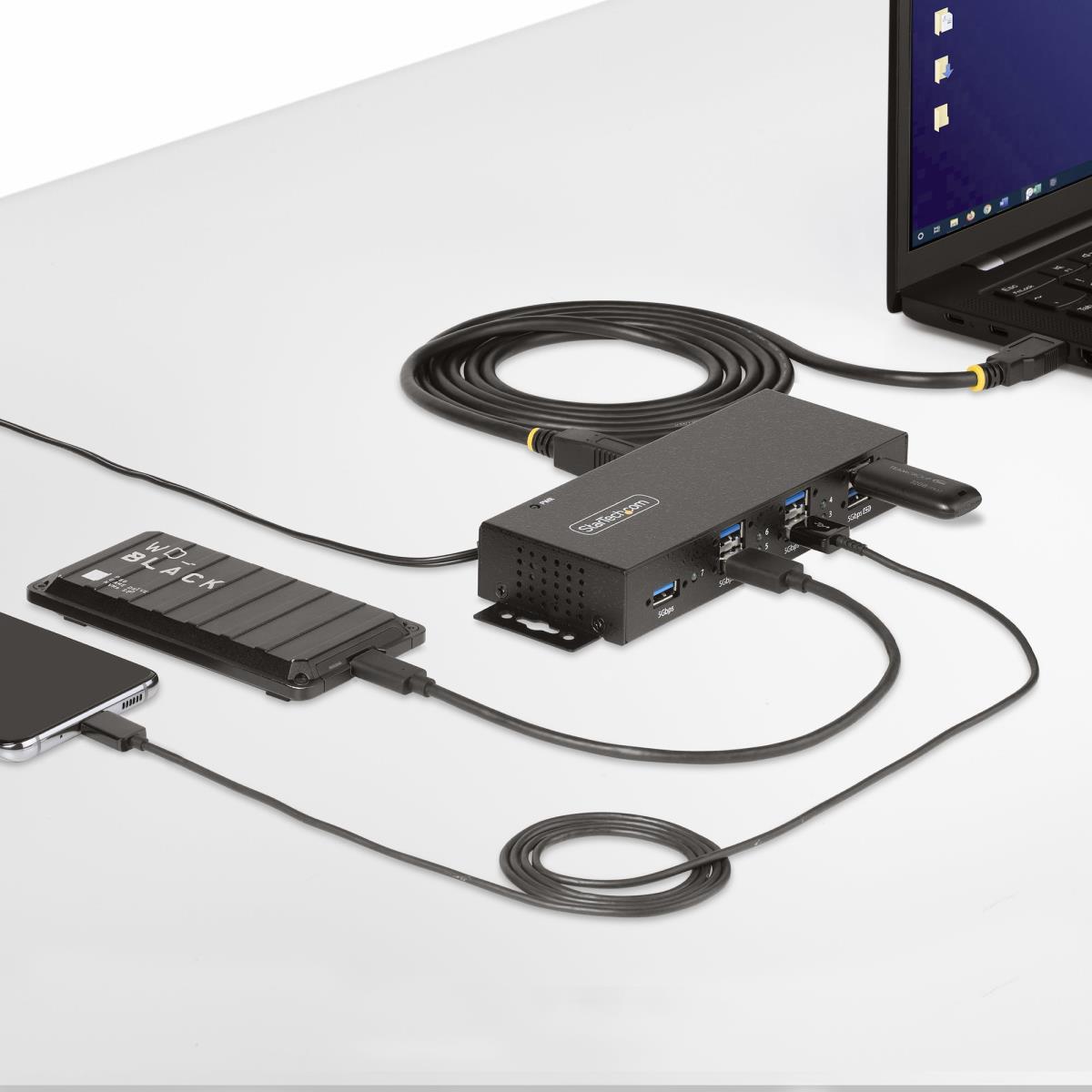 Managed Industrial 7-port USB Hub USB 3.0/3.1/3.2 G1 5gbps