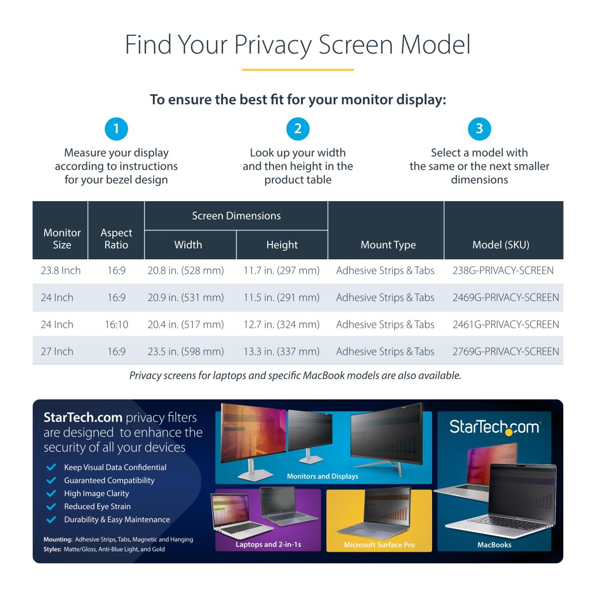 Monitor Privacy Screen - 24in 16:9 Gold Privacy Filter/security Shield