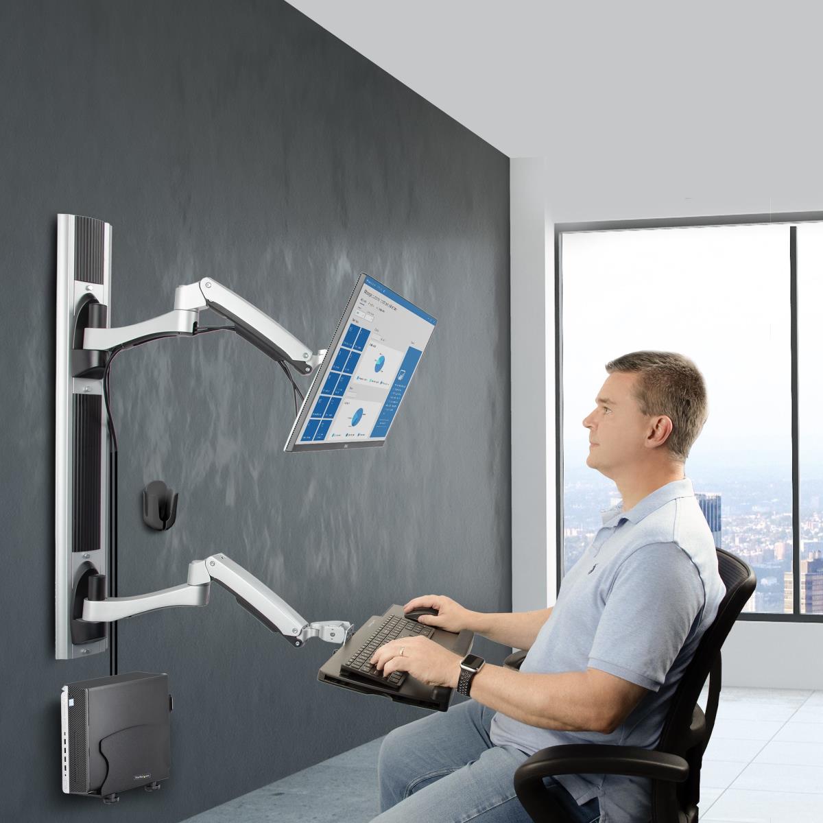Wall Mount Workstation Vesa Mount For 32in Monitor (22lb/10kg) Fully Articulating Monitor Mount