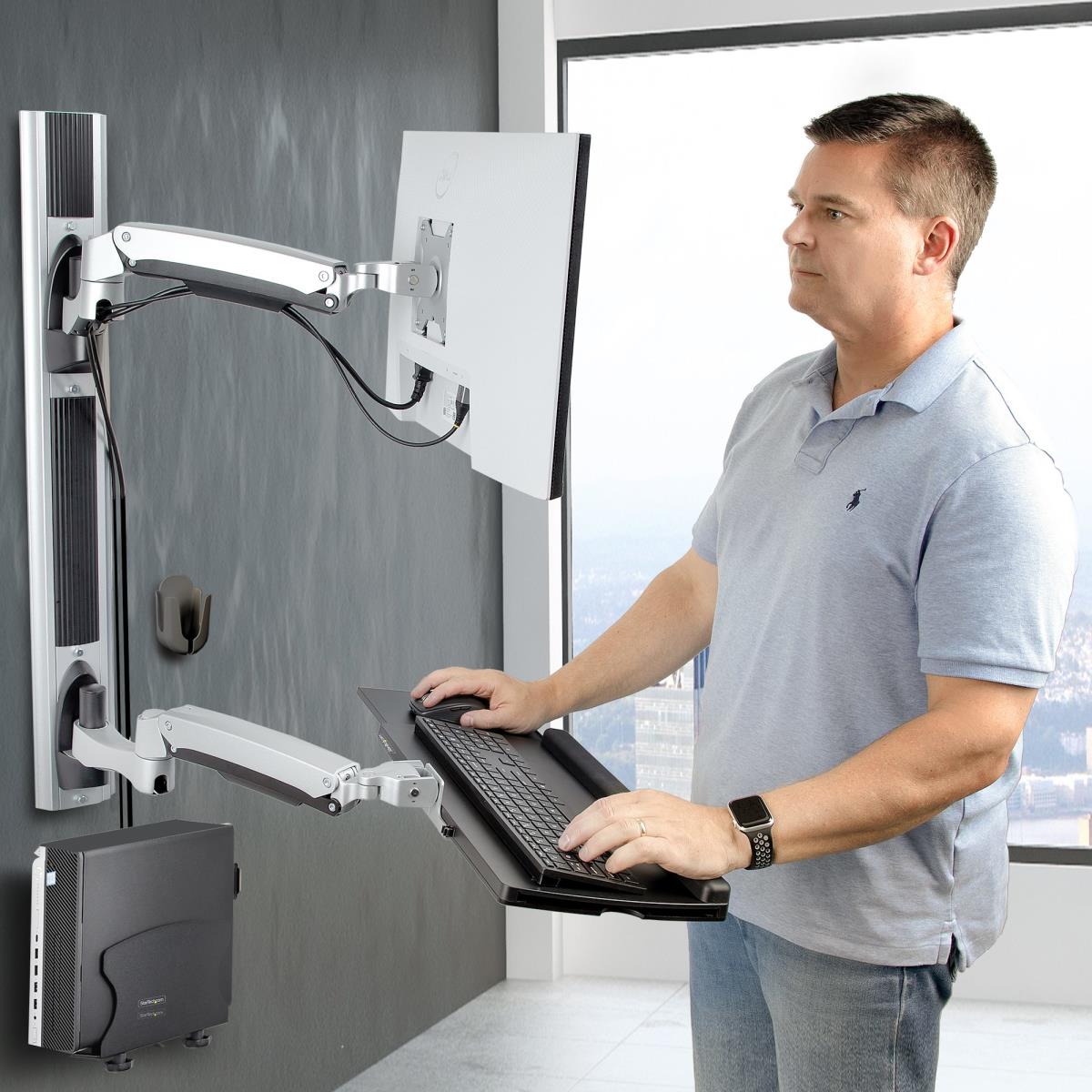 Wall Mount Workstation Vesa Mount For 32in Monitor (22lb/10kg) Fully Articulating Monitor Mount