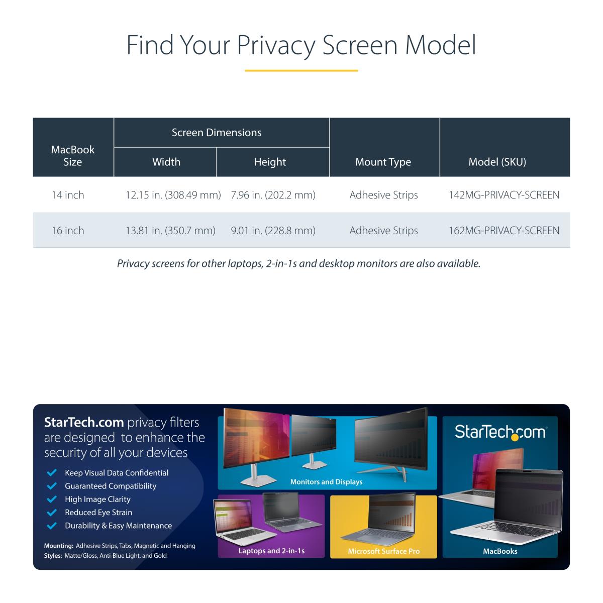 Privacy Screen - 16in - For MacBook Gold Privacy Filter/security