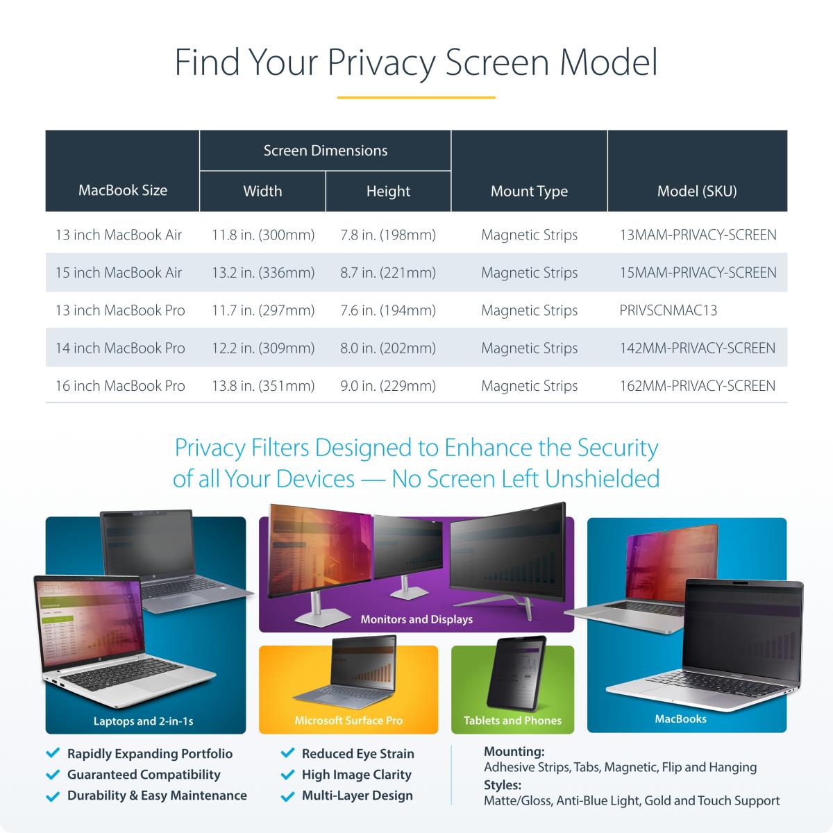 Privacy Screen - 13in - For MacBook Air Anti-glare Blue Light Filter