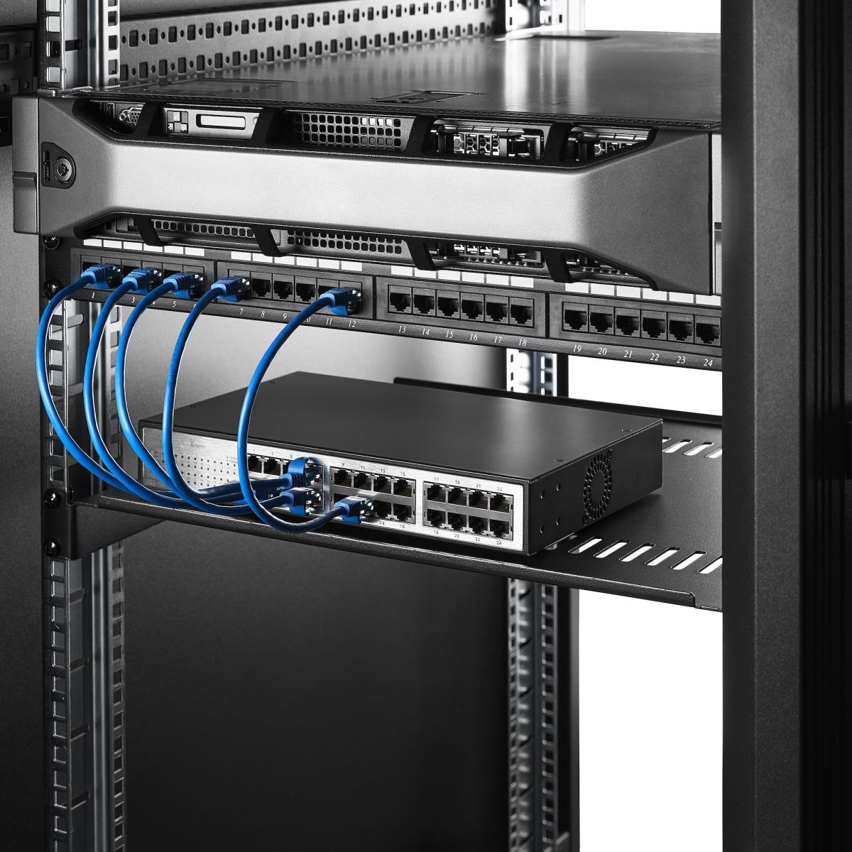 Server Rack 1u Shelf Vented 2-pack Trays 44lb Max 16in Deep