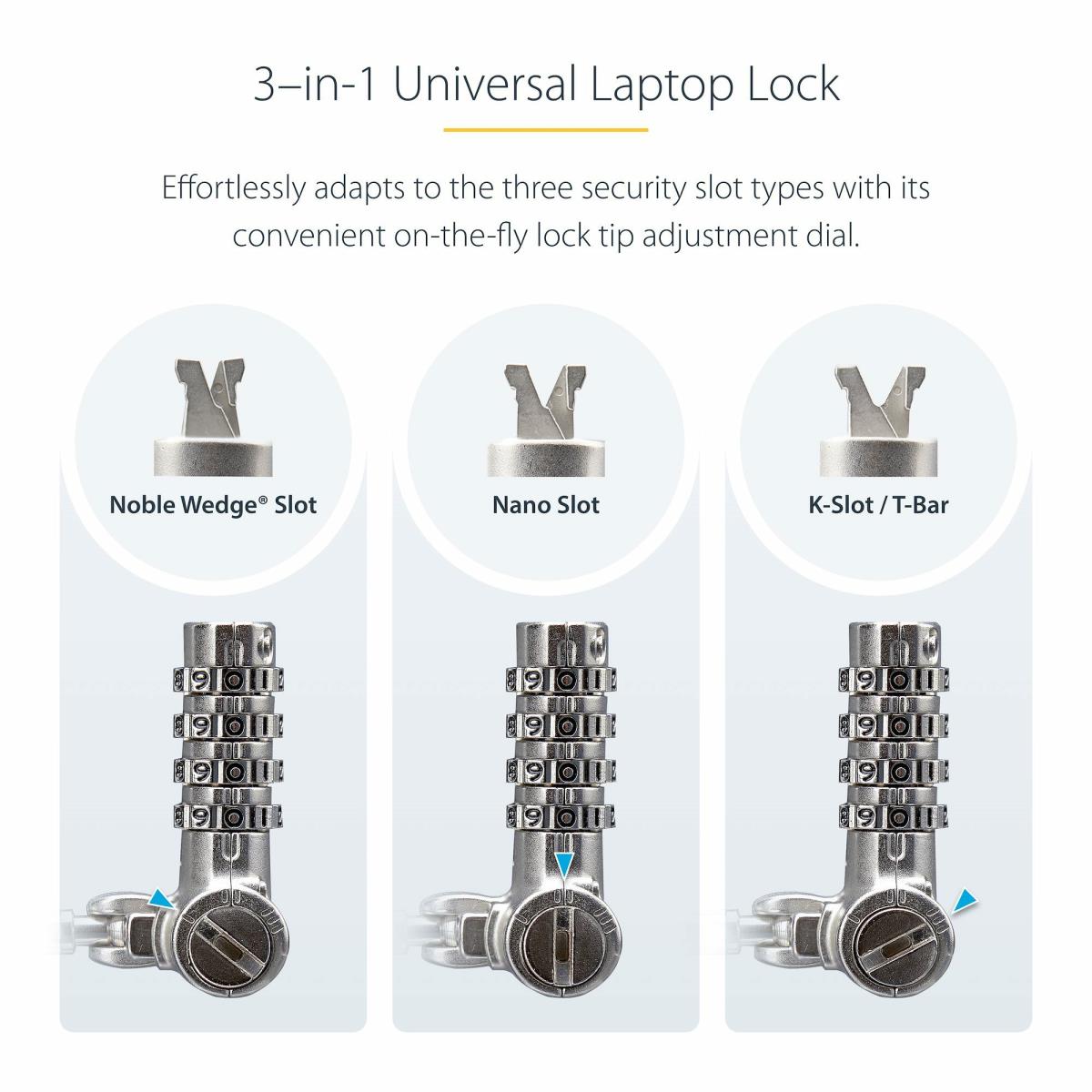 Universal Laptop Lock - Serialized Security Cable 2m 25-pack