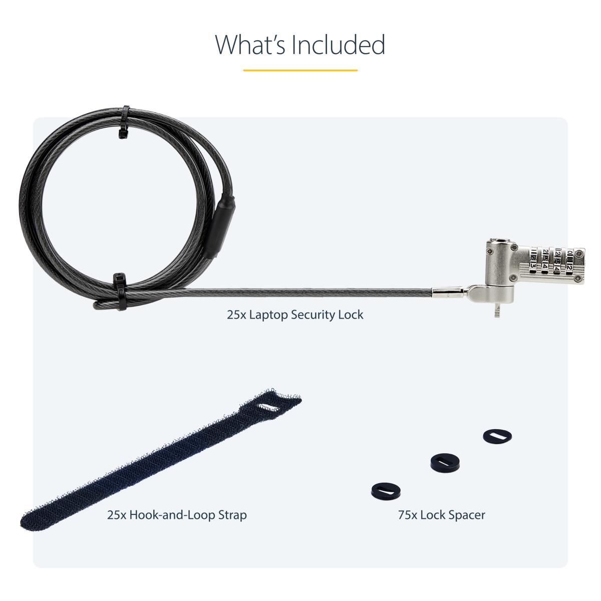Universal Laptop Lock - Serialized Security Cable 2m 25-pack