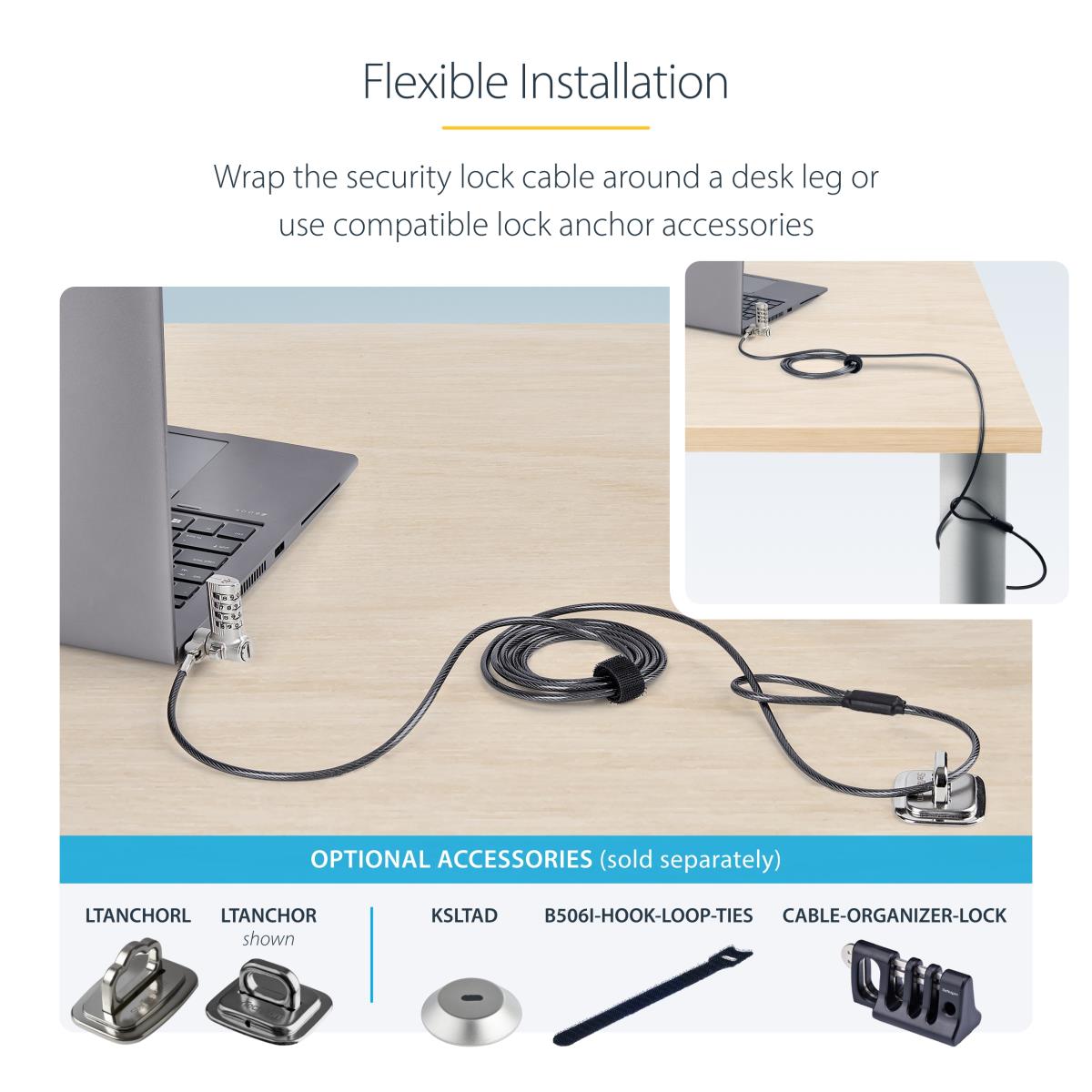 Universal Laptop Lock - Serialized Security Cable 2m 25-pack