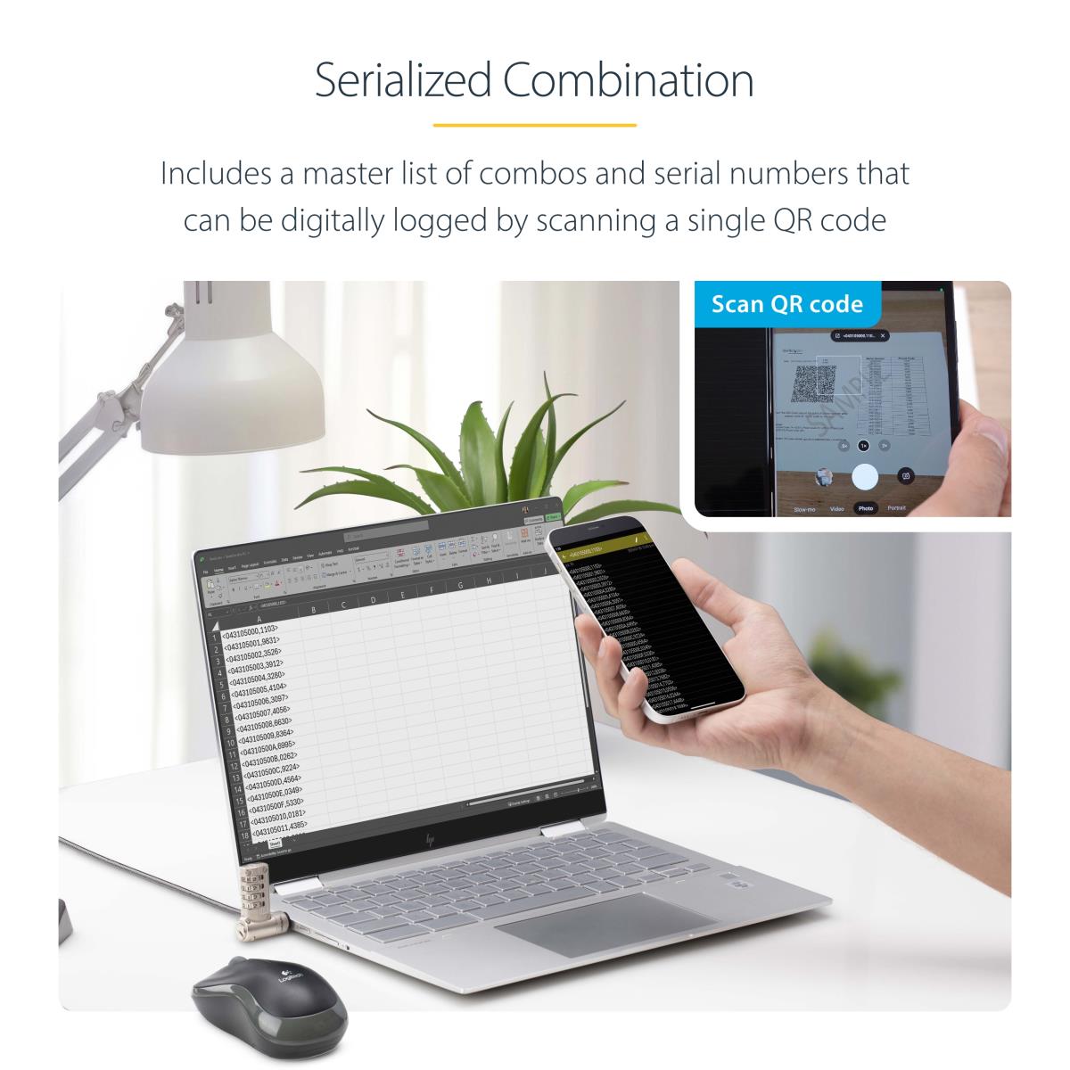 Universal Laptop Lock - Serialized Security Cable 2m 25-pack