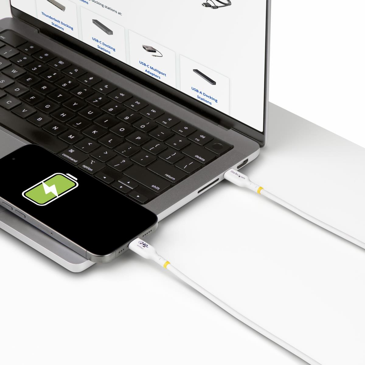 USB-c Charging Cable, USB-if Certified USB C Cable, 240w Pd Epr, USB 2.0 Type-c Laptop Charger Cord 2m White