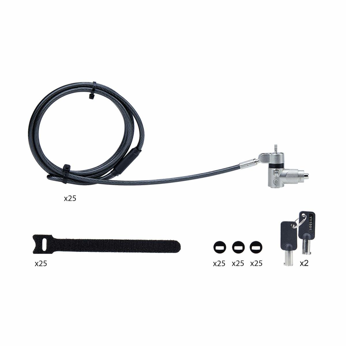 Universal Laptop Lock 6.6ft Master Keyed Security Cab 25-pack