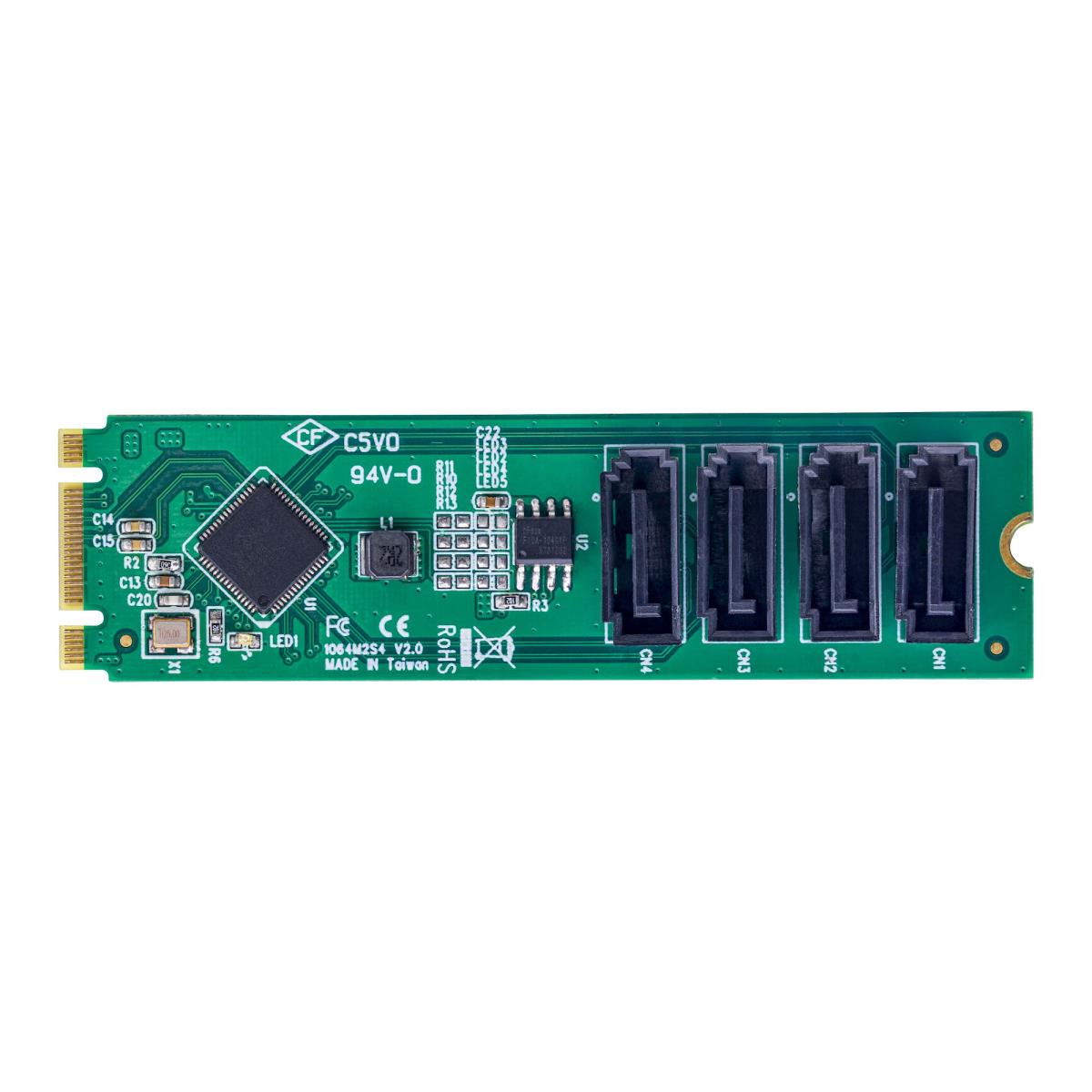 Expansion Card - 4-port M.2 To SATA Adapter Card, M.2 Pci-e 3.0 To SATA HDD/SSD