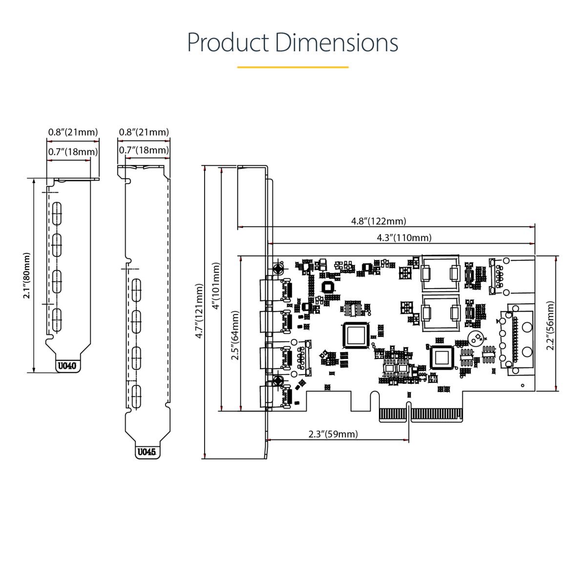 Expansion Card - 5-port USB Pci-e Card 10gbps - 4x USB-c/1x USB-a