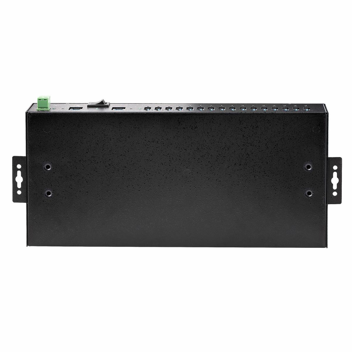 Industrial USB Hub - 16-port 5gbps With Power Adapter Metal Enclosure Mountable Esd Protection Termina