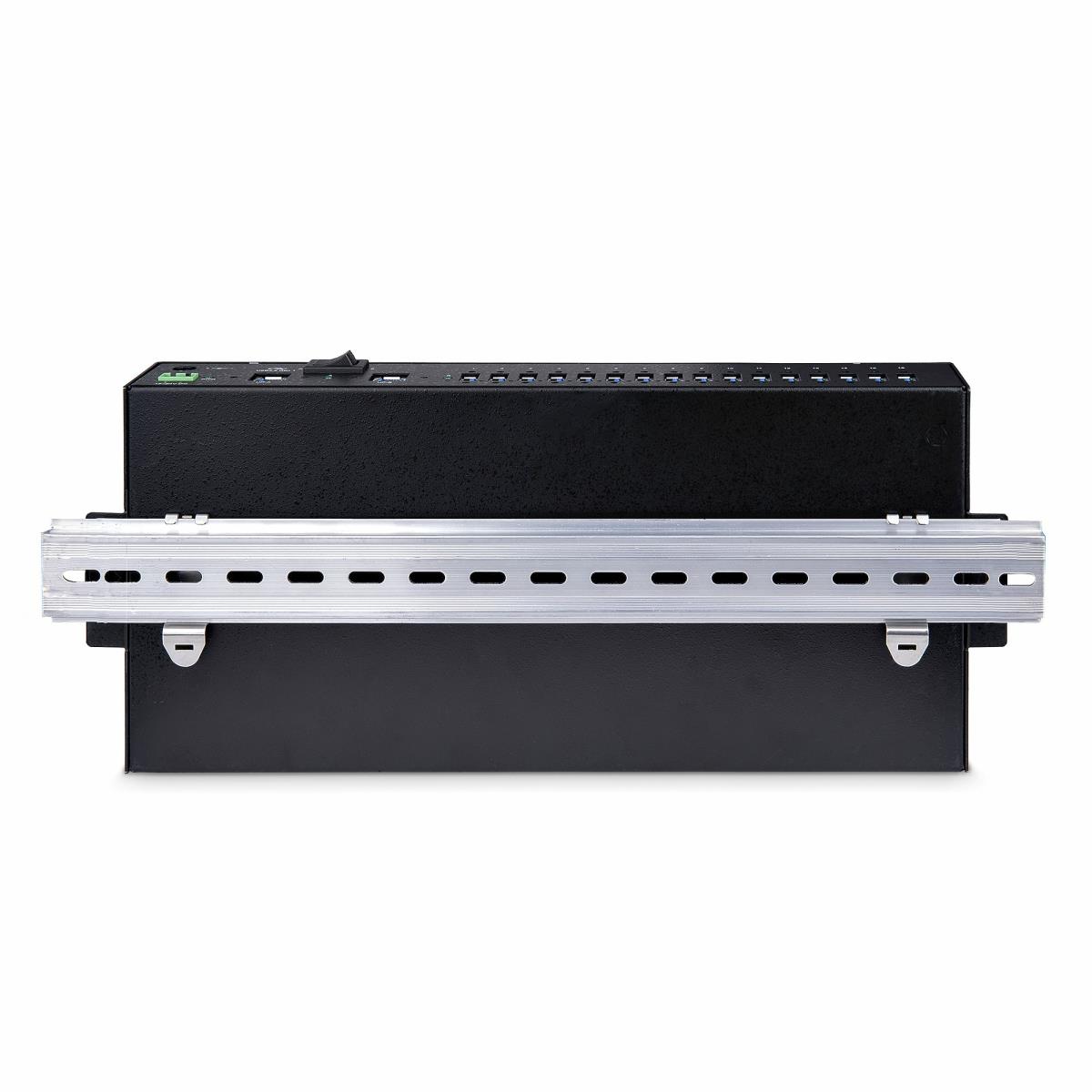 Industrial USB Hub - 16-port 5gbps With Power Adapter Metal Enclosure Mountable Esd Protection Termina