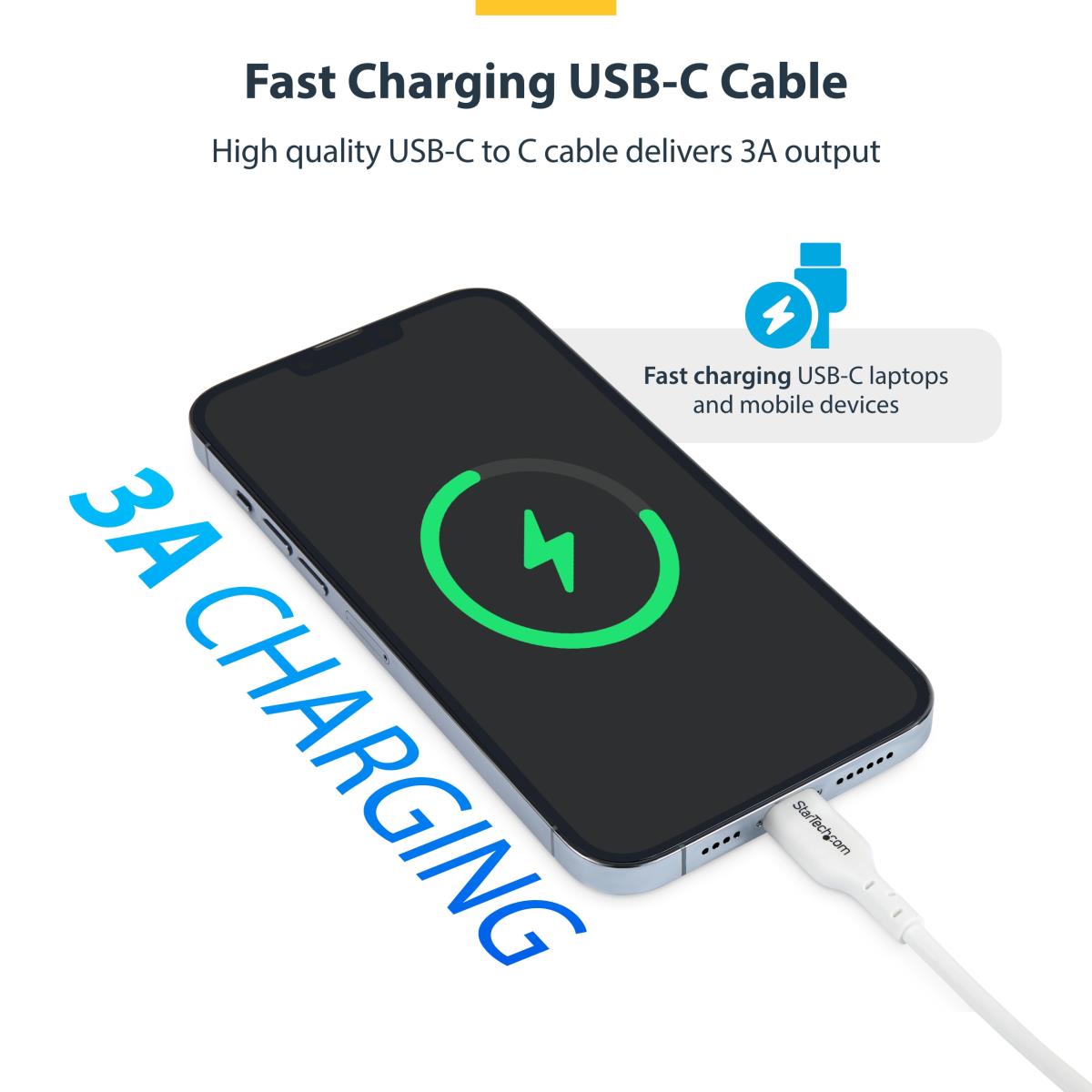 USB-c Charging Cable 60w Power Delivery M/m Type-c 3m White