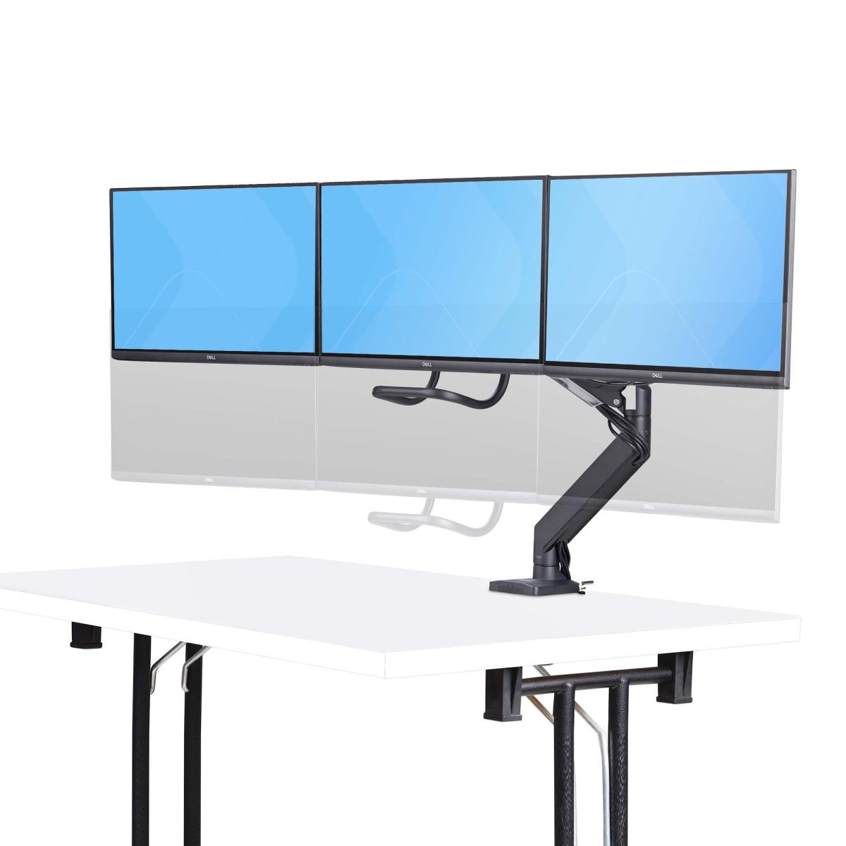 Crossbar Triple Monitor Desk Mount For Up To Three 27in Screens Vesa 75x75/100x100 Tool-less A